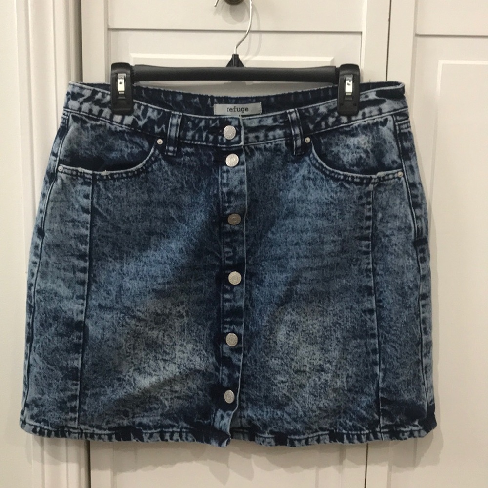 acid wash denim skirt